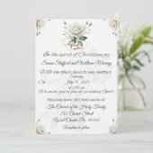 Witte Roos en Cross Christelijke bruiloft uitnodig Kaart (Staand voorkant)