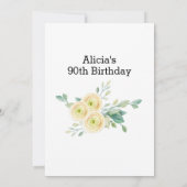 Witte roos Flora Eucalyptus groen 90e verjaardag Kaart (Achterkant)