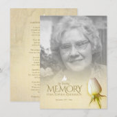 Witte roos foto herdenking gedicht rouw (Voorkant / Achterkant)