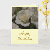Witte Roos, Gelukkige Verjaardag Kaart (Gele Bloem)
