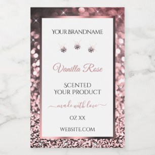 Witte Roos Gouden Glitter Productlabels Rijnsteent Voedselcontainer Etiket