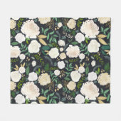 Witte roos & groen bloemen fleece deken (Voorkant (Horizontaal))