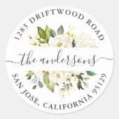 Witte Roos Groene Bloemige Retouradres Zegel (Voorkant)