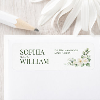 Witte Roos Groene Huwelijks Retouradres Label