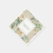 Witte Roos Hydrangea Beige Bruid Bruidegom Huwelij Servet (Hoek)