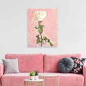 Witte roos in vaas - canvas print (Insitu (Woonkamer))
