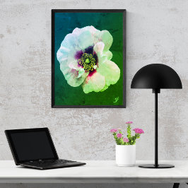 Witte Roos met donker hart - olieverf Poster