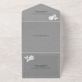  witte roos met grijze kraft bruiloft all in one uitnodiging (Buitenkant)