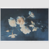 Witte Roos & Narcis Boeket Marine Achtergrond Tissuepapier (Voorkant)