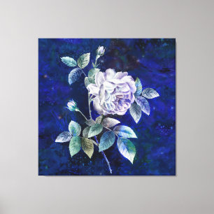Witte Roos op een Getextureerde Achtergrond Canvas Afdruk