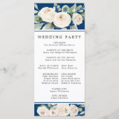 Witte Roos op Navy Blue Bruiloft Programma (Achterkant)