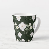 Witte Roos op Zwarte Latte Koffie Mok Bloemen (Rechterhoek)