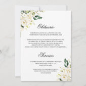 Witte roos overlijdensbericht spaanse uitnodiging (Achterkant)