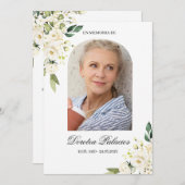 Witte roos overlijdensbericht spaanse uitnodiging (Voorkant / Achterkant)