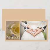 Witte Roos, Ring en Parels Trouw Dankjewel Bedankkaart (Voorkant / Achterkant)