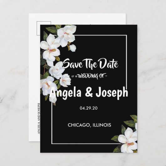 Witte Roos Save the Date Aankondigingskaart (Voorkant / Achterkant)