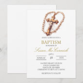 Witte roos Spaanse doop uitnodiging (Voorkant / Achterkant)