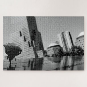 Witte roos ter nagedachtenis legpuzzel