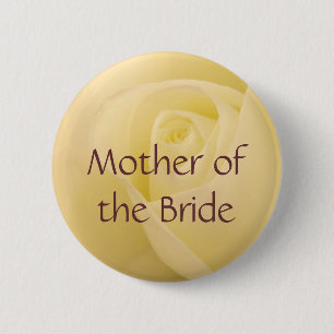 Witte roos voor Moeder van de Bride Ronde Button 5,7 Cm
