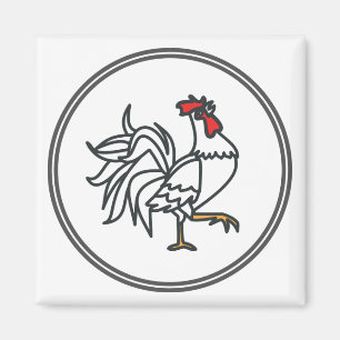 Witte rooster - Collectie van visgarnalen Magneet