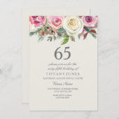 Witte Rose 65th 66th 67th 68th Birthday Kaart (Voorkant / Achterkant)