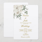Witte Rose beige bruiloft Kaart (Voorkant / Achterkant)