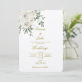 Witte Rose beige bruiloft Kaart (Staand voorkant)