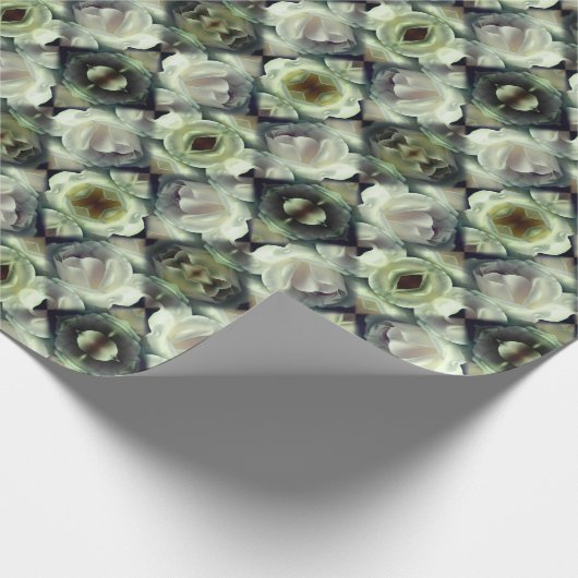 Witte Rose Bloemen Abstracte Kunst Cadeaupapier (Hoek)