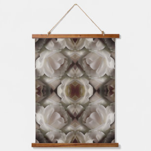 Witte Rose Bloemen Abstracte Kunst Vintage Hangend Wandkleed