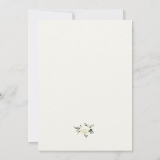 Witte Rose Bloemen Bruiloft Uitnodigingen (Achterkant)