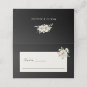 Witte Rose Bloemen Waterverf op Zwarte Bruiloft (Buitenkant ongevouwen)