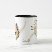 Witte Rose Boeket Collie Dog Mok (Midden)