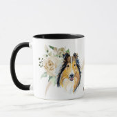 Witte Rose Boeket Collie Dog Mok (Links)