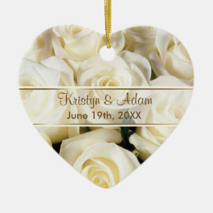 Witte Rose Elegance - Aanpassen Keramisch Ornament