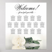 Witte Rose Elegant 16 Tafel Bruiloft Zitgrafiek Poster (Voorkant)