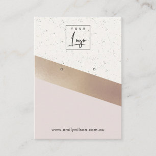 Witte Rose Gold Folie Glitter Oorbel Display Logo Visitekaartje
