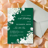 Witte Rose Groene Pastel Verjaardag Kaart