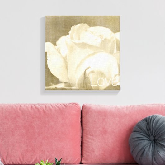 Witte Rose Liefde Canvas Afdruk (Insitu (Woonkamer))