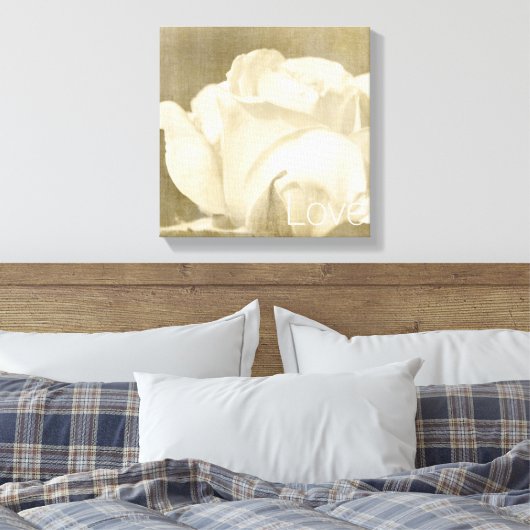 Witte Rose Liefde Canvas Afdruk (Insitu (Slaapkamer))