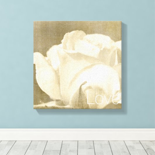 Witte Rose Liefde Canvas Afdruk (Insitu (Houten vloer))