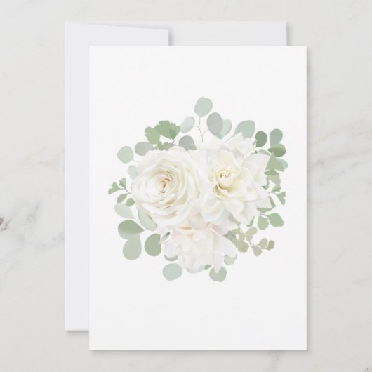 Witte Rose Sage Groen Goud Bruiloft Kaart (Achterkant)