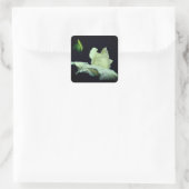 Witte rosebud na regen vierkante sticker (Tas)