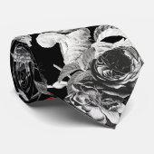 WITTE ROSSEN EN RODE BUTTERFLIES Zwarte Stropdas (Opgerold)