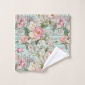 Witte Roze Blauwe Bloemen Bloemendecoratie Shabby Bad Handdoek (Wasdoekje)