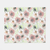 Witte, roze bloemen. fleece deken (Voorkant (Horizontaal))