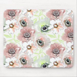 Witte, roze bloemen. muismat