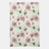 Witte, roze bloemen. theedoek (Verticaal)