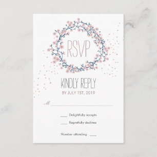 Witte roze bloesem - reuzenweddenschap RSVP-Kaart RSVP Kaartje