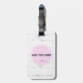  witte roze bruinhoutmonogram bagagelabel (Achterkant verticaal)