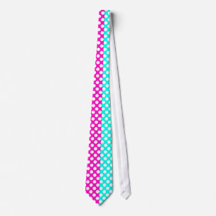 Witte, Roze en Blauwe Polka Dot Stropdas